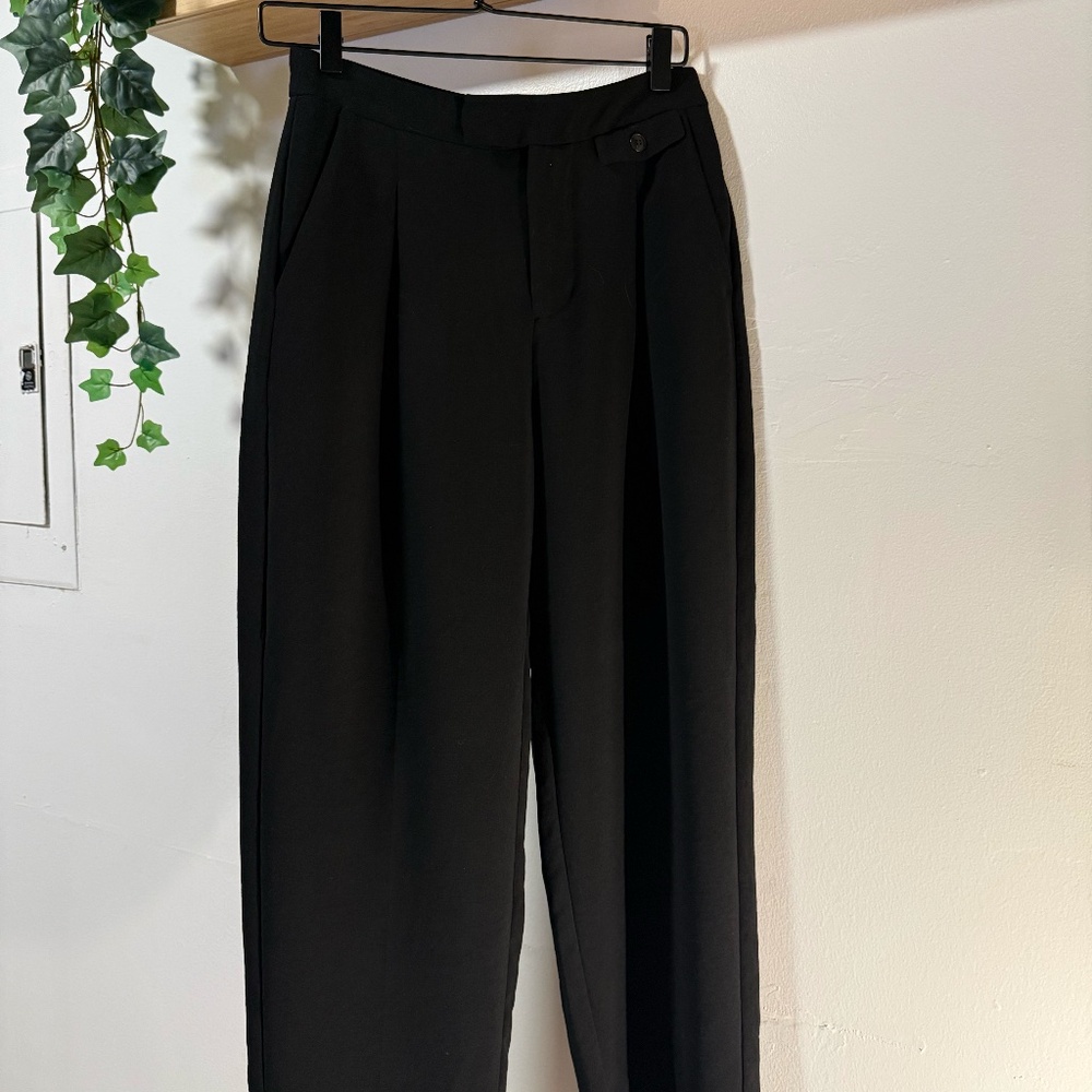Madewell P2 Black Tailored Trousers | Pleated Straight Leg